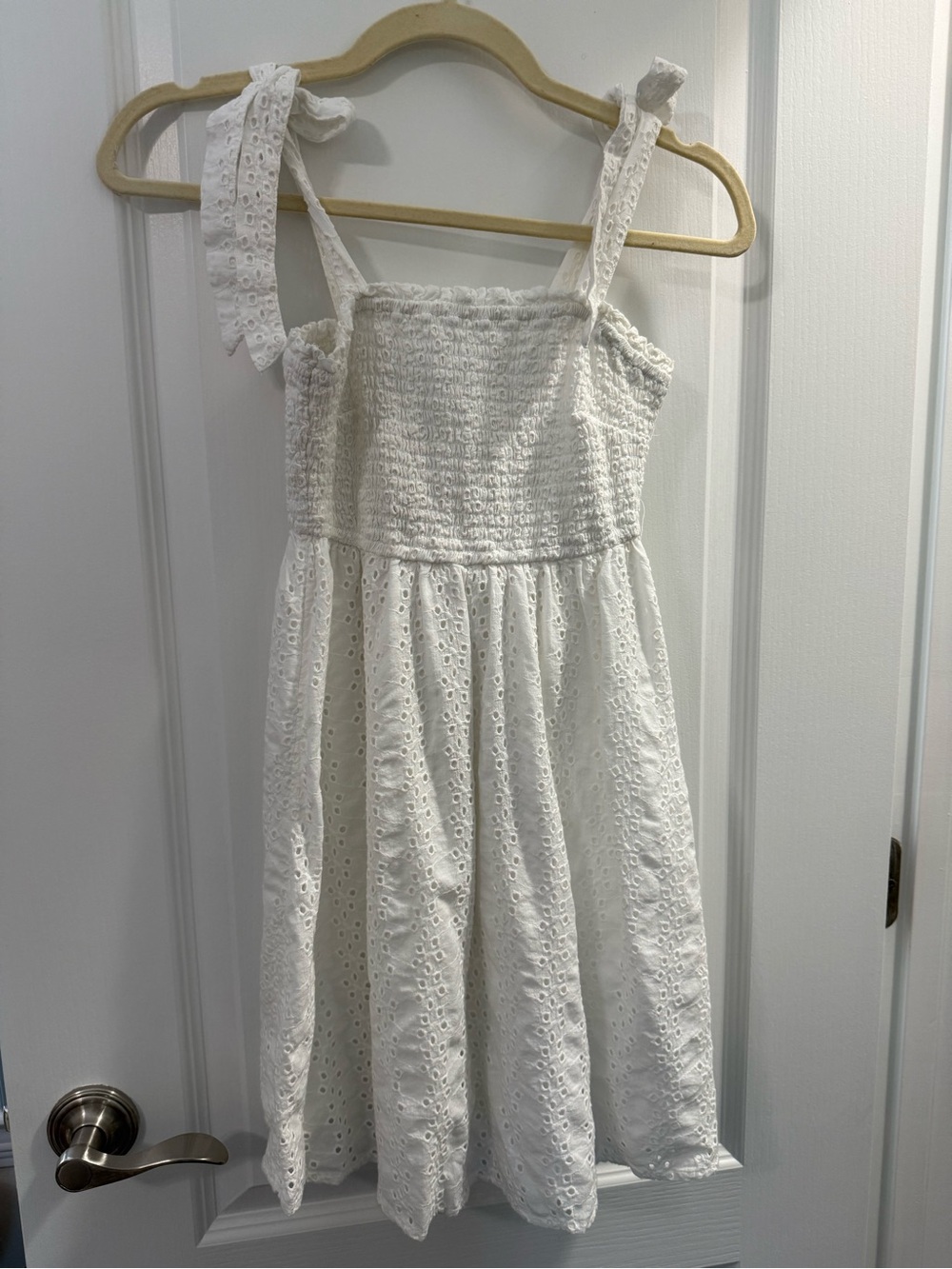 Hollister White Eyelet Tie-Shoulder Sundress